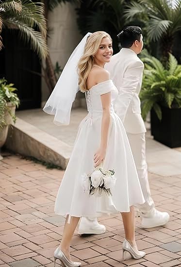 Damska Sukienka na Wesele ramionami | Rozcięcie z przodu