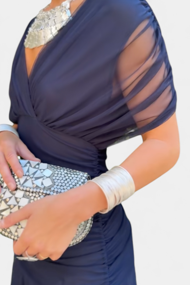 Magda™ | Długa sukienka kwiatowa z dekoltem w serek